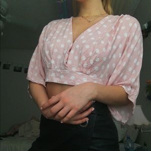 polka dot wrap top